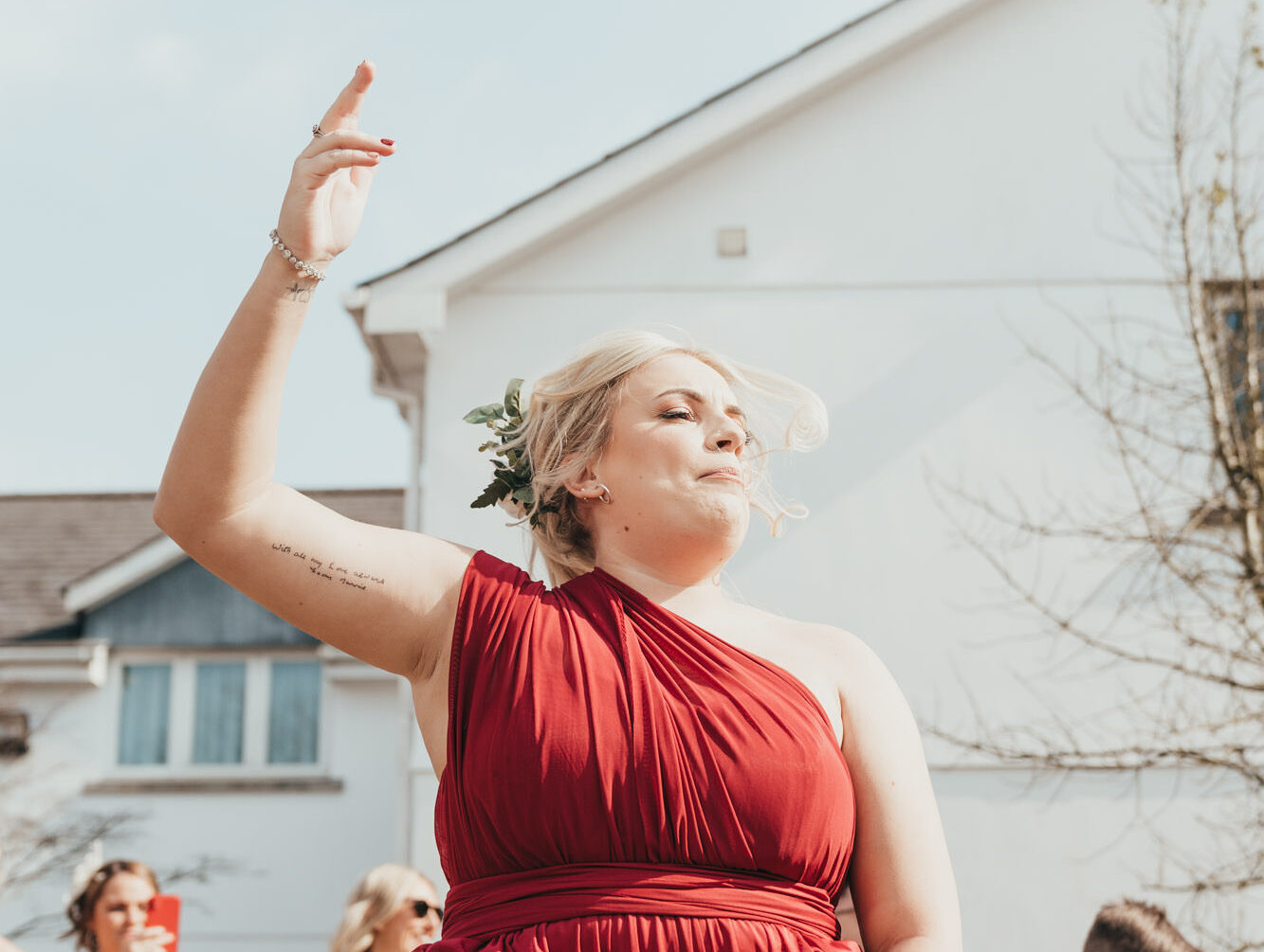 bridesmaid dancing at Swansea wedding